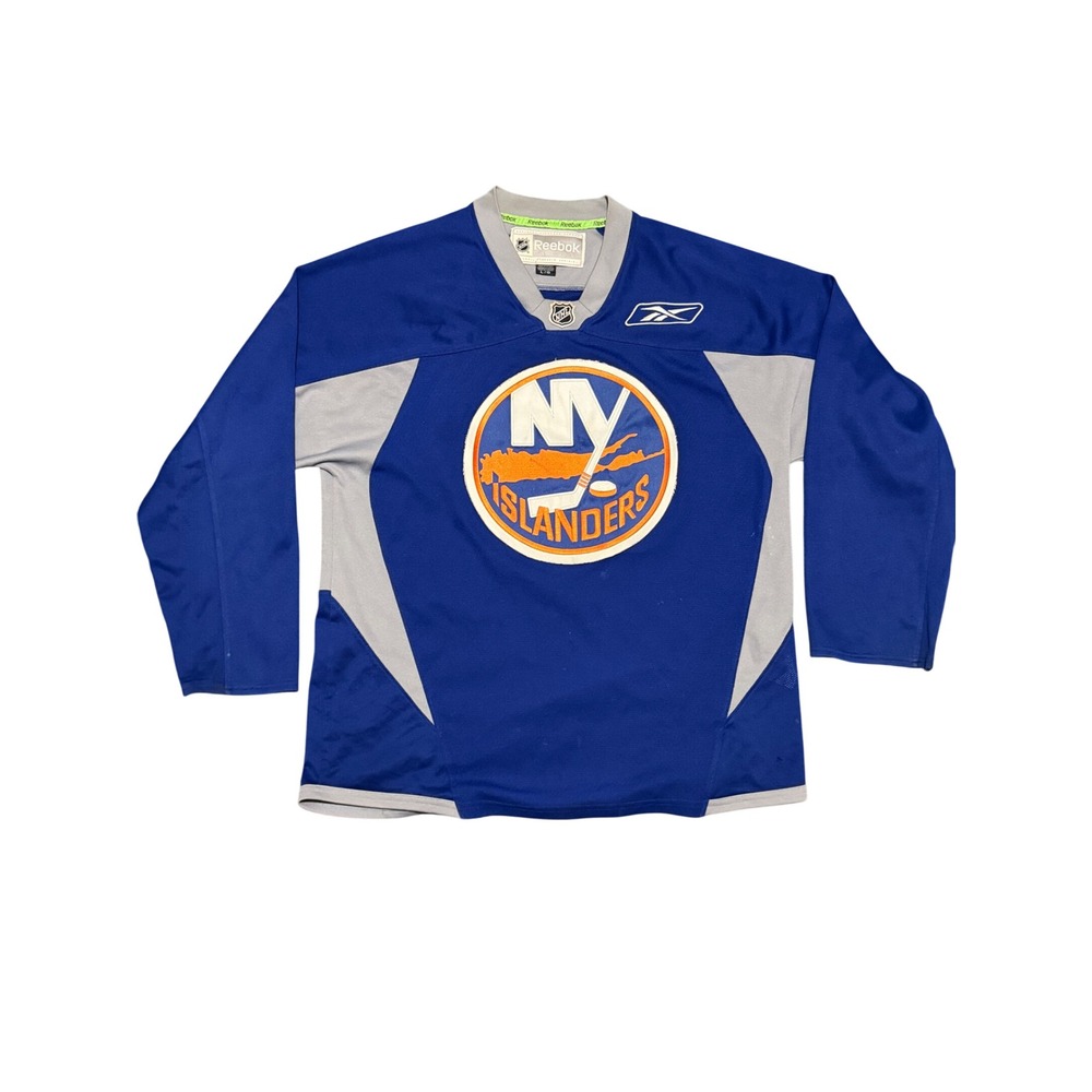 Reebok NHL New York Islanders Hockey Jersey Mens Large Blue Grey L/G